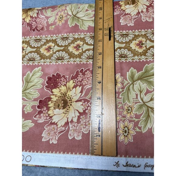 Vintage 1/2 yard x44" Pink Floral Striped Cotton Fabric by Blackbird Design for - Picture 3 of 5